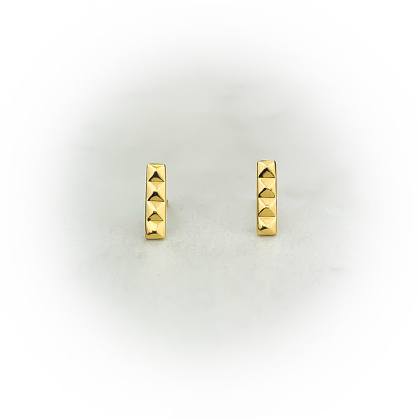 Gold Pyramid Bar Earrings