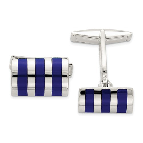 Rectangle Cufflinks in Sterling Silver and Lapis