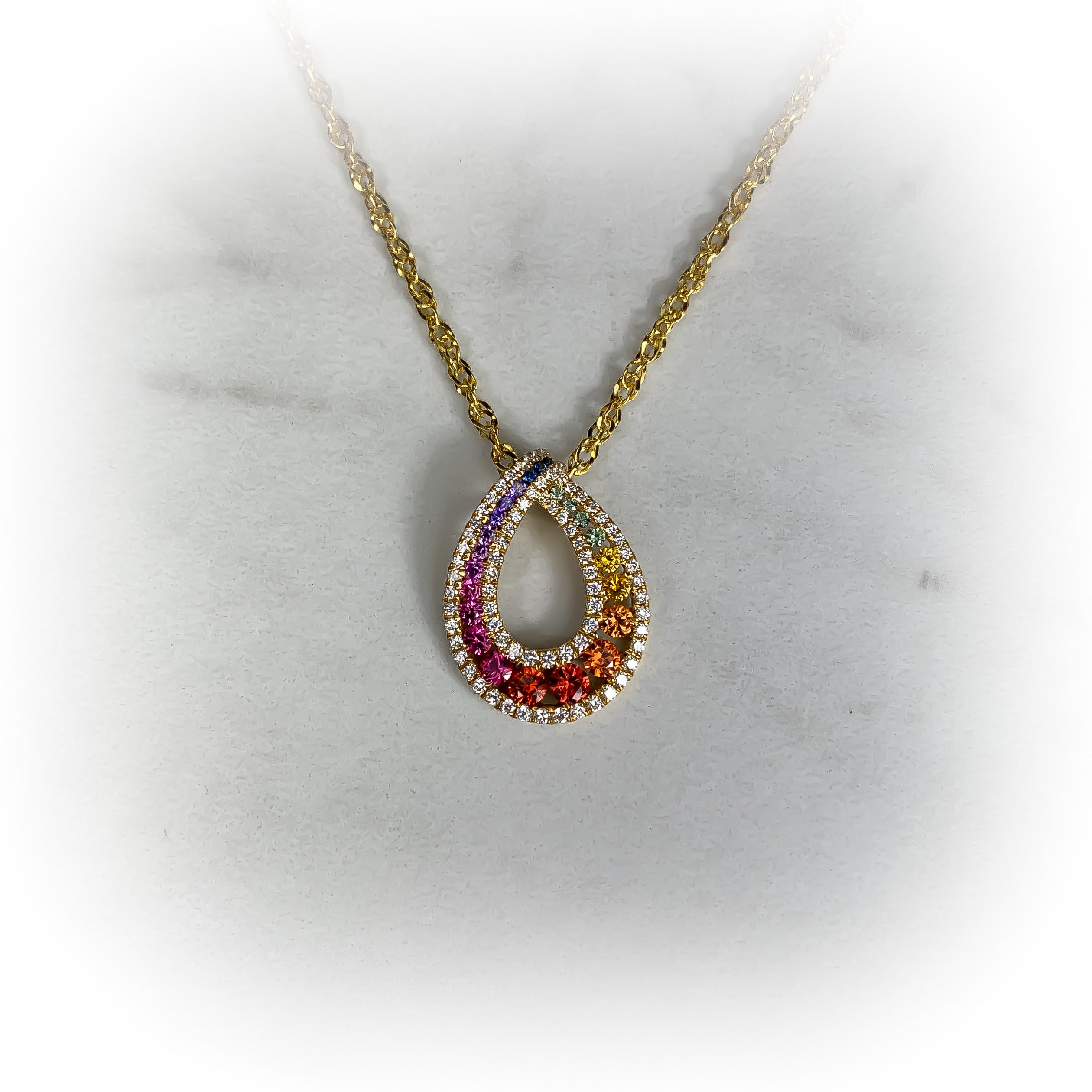 Rainbow Sapphire Necklace | Dazzling Gemstones on Gold