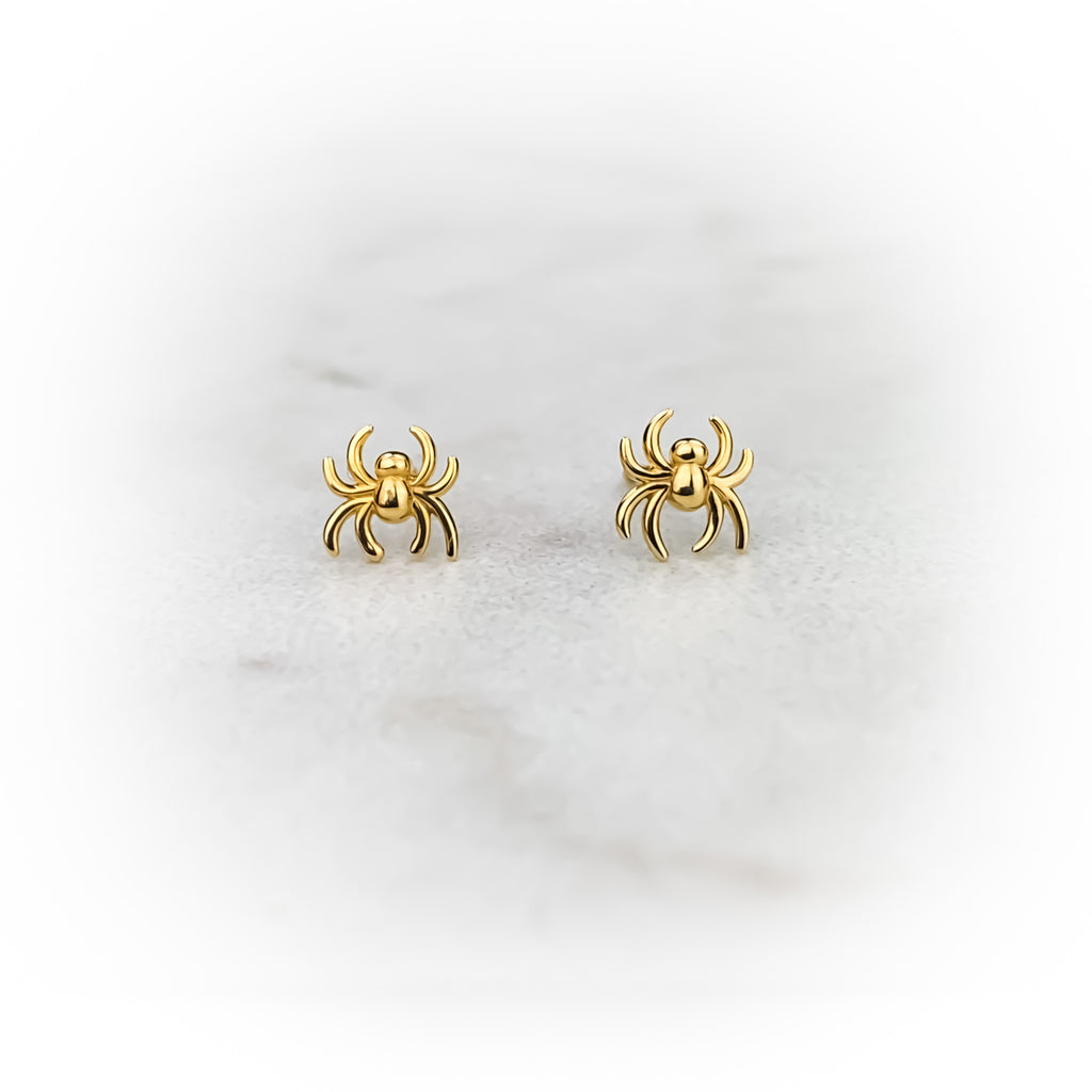 Gold Spider Earrings