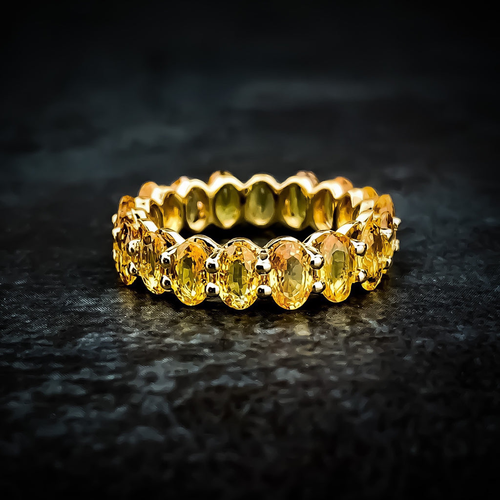 Orange Sapphire Eternity Band in 18k Yellow Gold