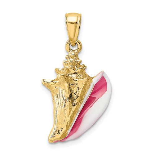 Enameled Conch Shell Charm in Gold