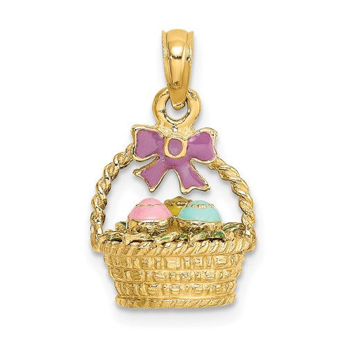 Enameled Easter Basket Charm in Gold
