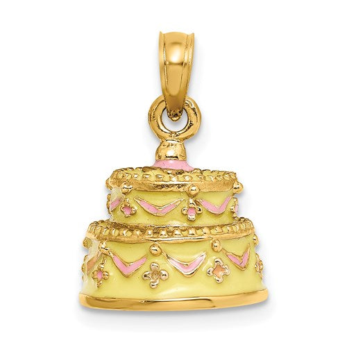 Happy Anniversary Cake Charm in Gold