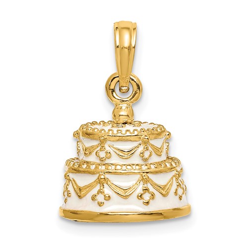Just Married Cake Charm in Gold