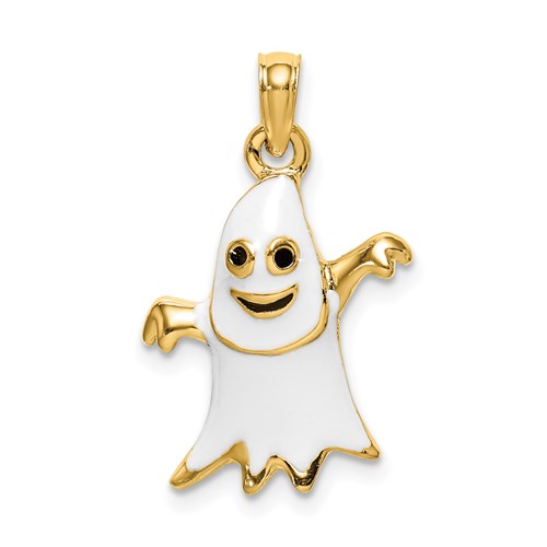 Enameled Ghost Charm in Gold