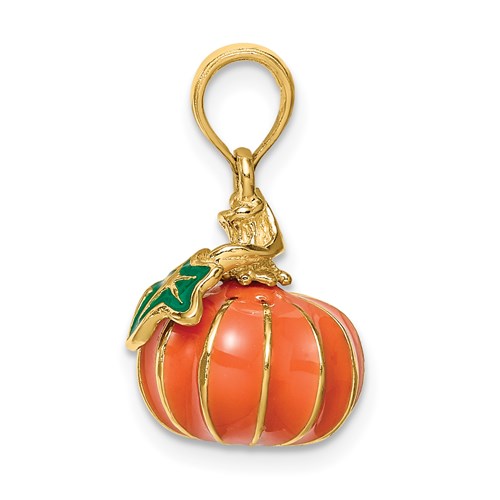 Enameled Pumpkin Charm in Gold