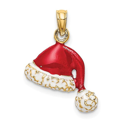 Enameled Santa Claus Hat Charm in Gold