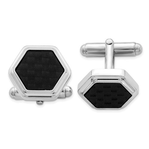 Cufflinks in Sterling Silver and Carbon Fiber