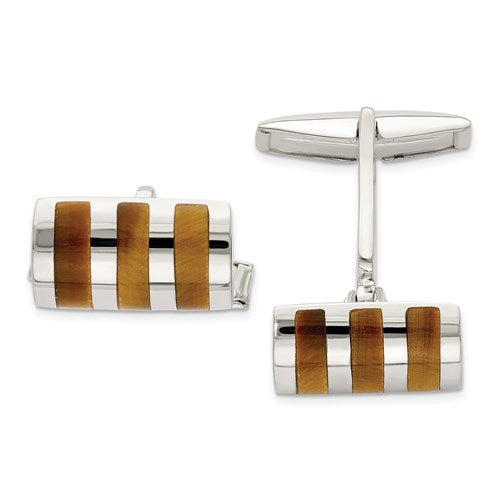 Rectangle Cufflinks in Sterling Silver and Tiger's Eye