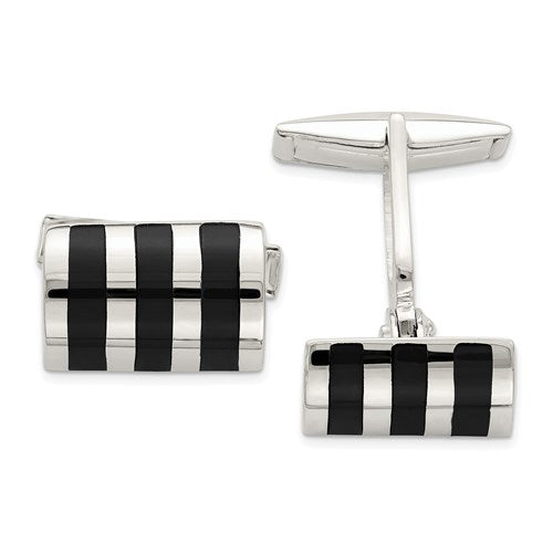 Rectangle Cufflinks in Sterling Silver and Onyx
