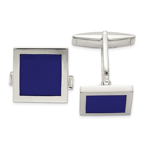 Square Cufflinks in Sterling Silver and Lapis