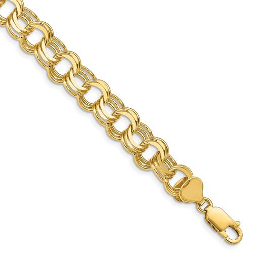 Large Triple Link Charm Bracelet in Gold