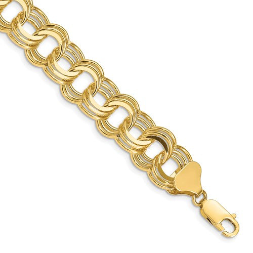 Classic Triple Link Charm Bracelet in Gold
