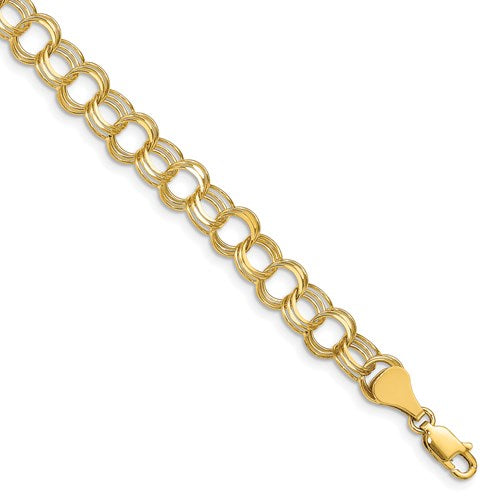 Small Triple Link Charm Bracelet in Gold