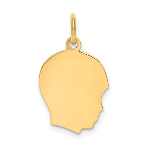Engravable Medium Boy Head Charm in Gold