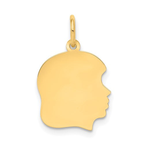 Engravable Medium Girl Head Charm in Gold