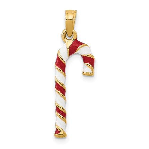 Enameled Candy Cane Charm in Gold