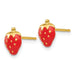 Gold Enameled Strawberry Earrings